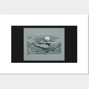 Gray whale illustration Posters and Art